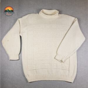 Vintage Embroidered Sweater USA Made Cottagecore Off White Cream Women's Size S